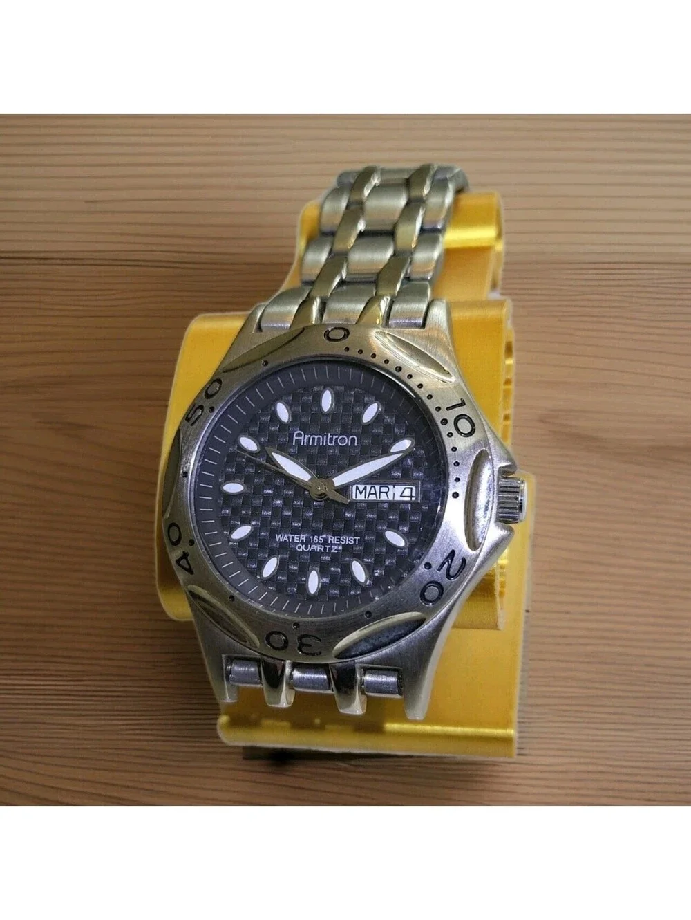 Rare Vtg 90s Armitron 20/1447 Men's Stainless Steel watch Silvertone Works EUC